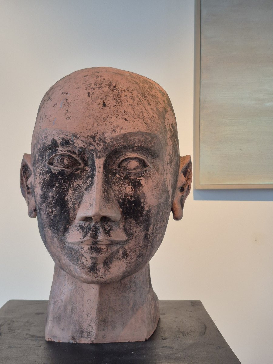 Sculpture de tête en terre cuite-photo-1