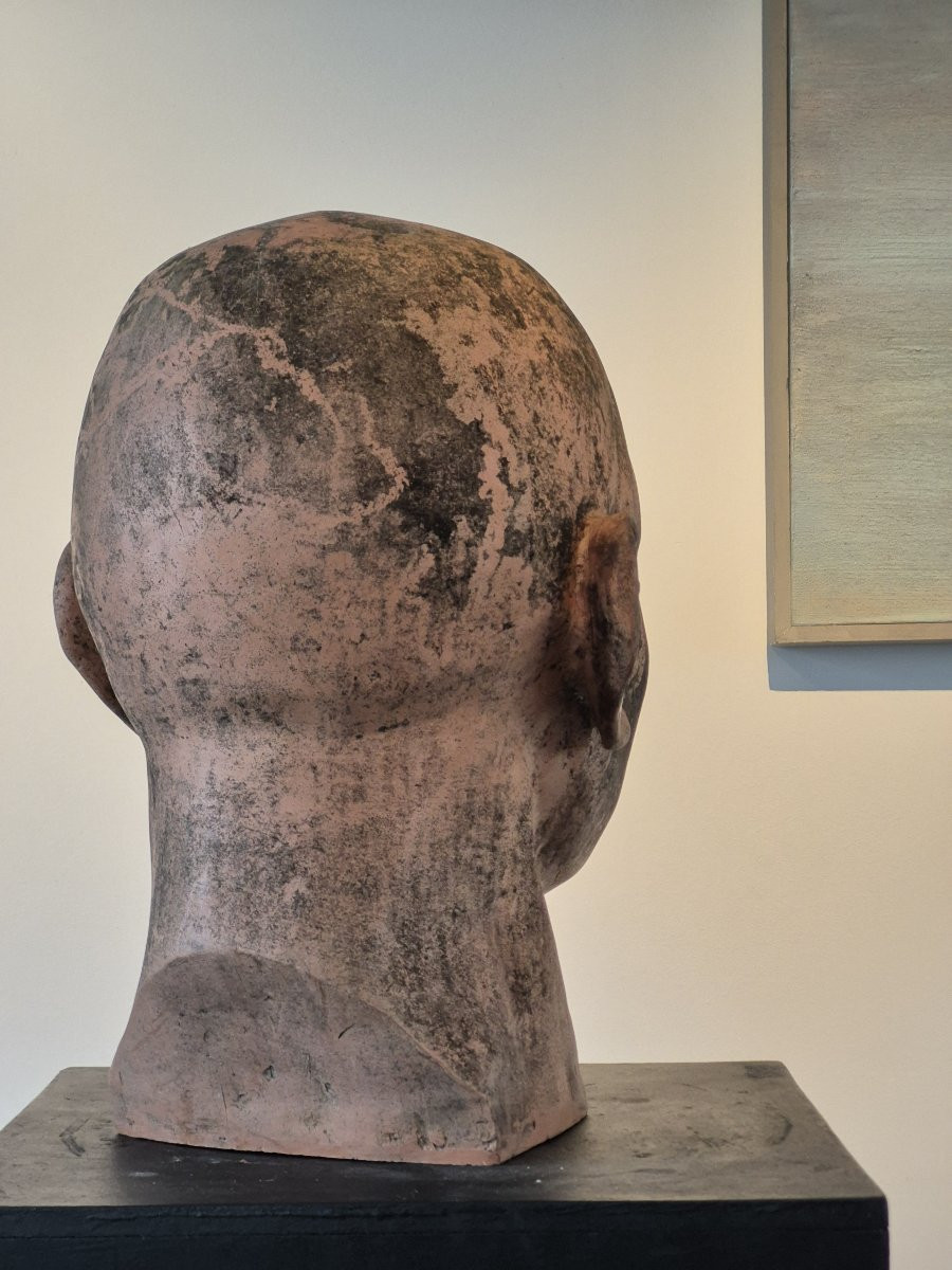 Sculpture de tête en terre cuite-photo-3