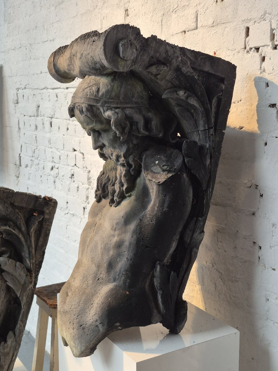 Paire de cariatides anciennes-photo-3
