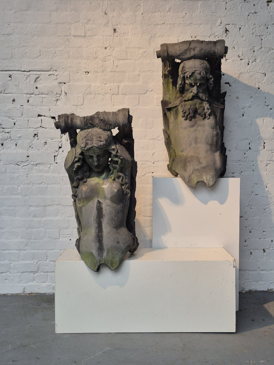 Paire de cariatides anciennes-photo-2