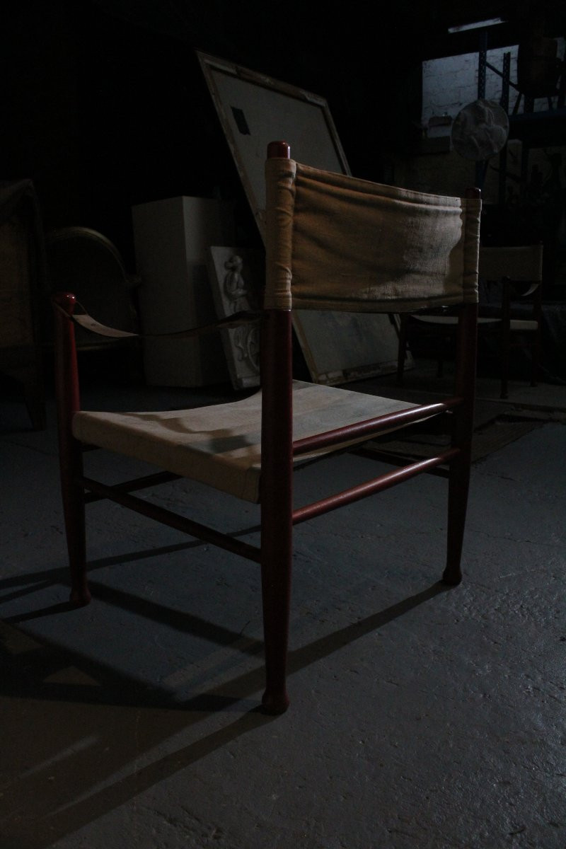 Pair Of Original Danish "safari" Chairs By Farstrup Stolen-photo-5