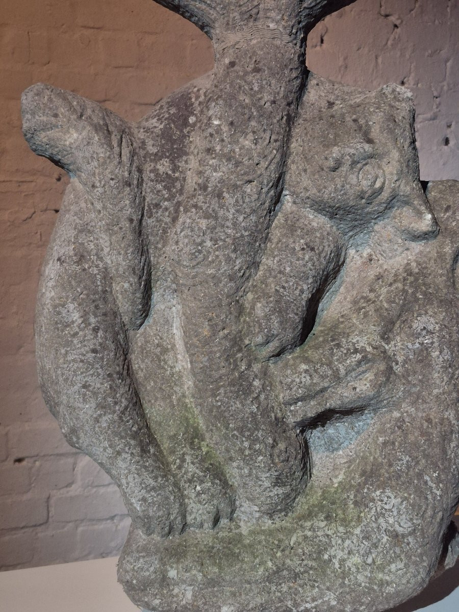 Créature mythique - fragment de pierre du XVIIe siècle-photo-2