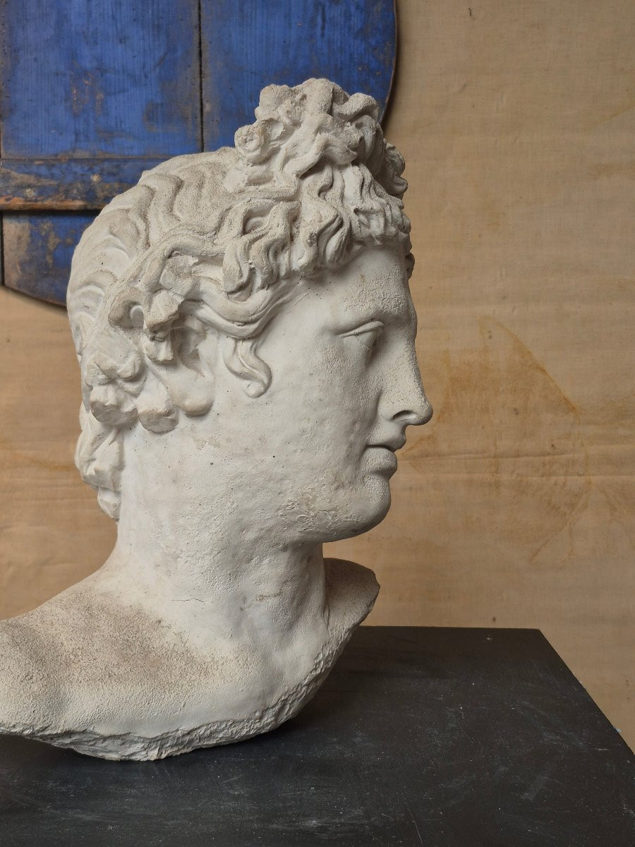 Buste ancien en plâtre d’Apollon-photo-4