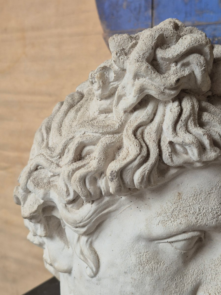 Buste ancien en plâtre d’Apollon-photo-6