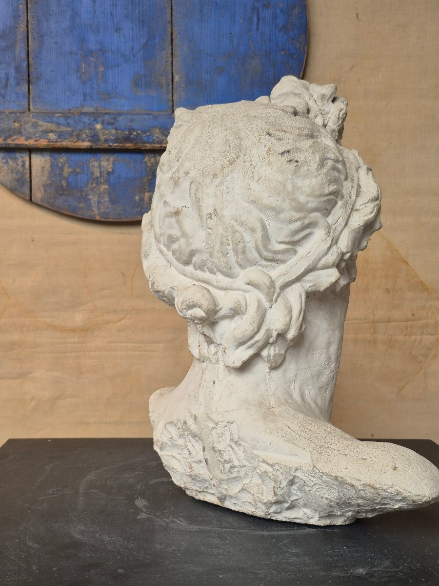 Buste ancien en plâtre d’Apollon-photo-7