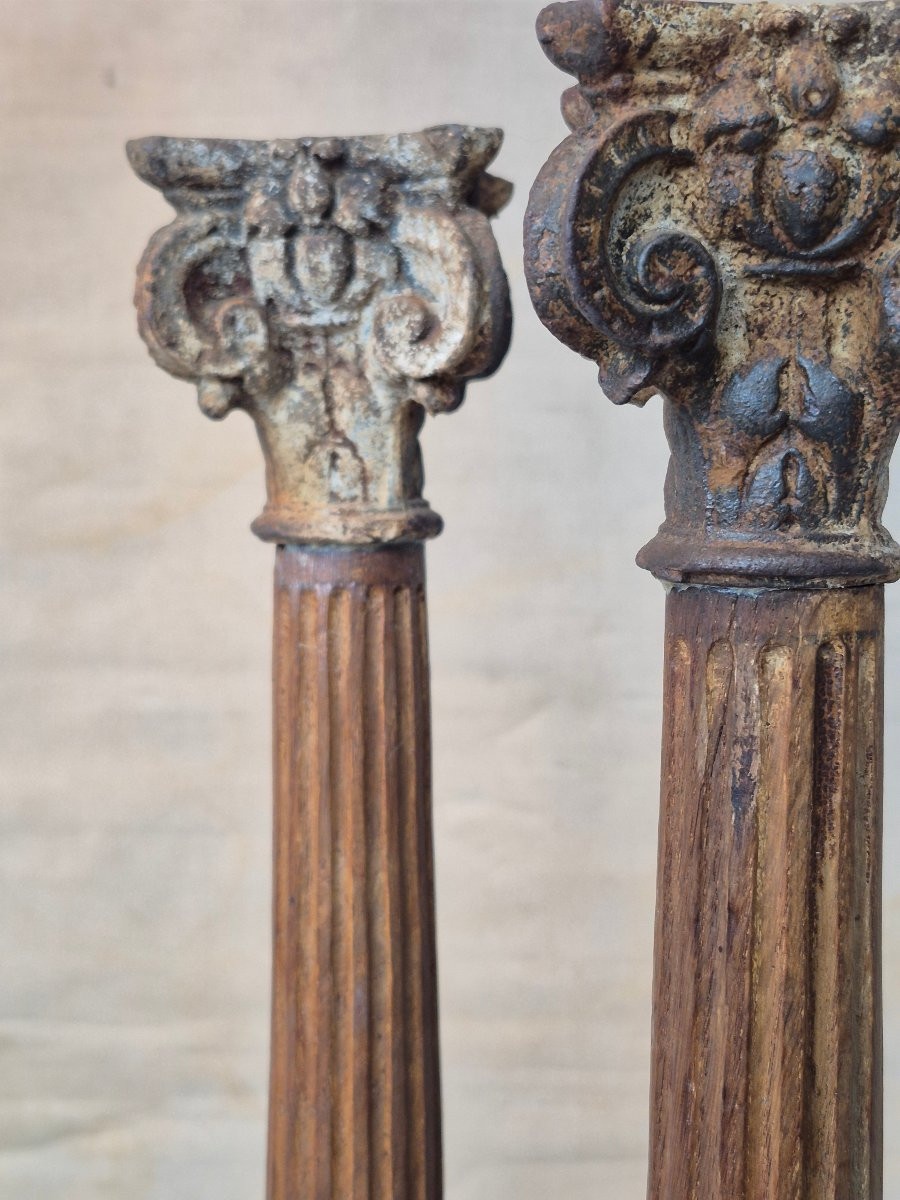 Paire de colonnes en chêne du XIXe -photo-4