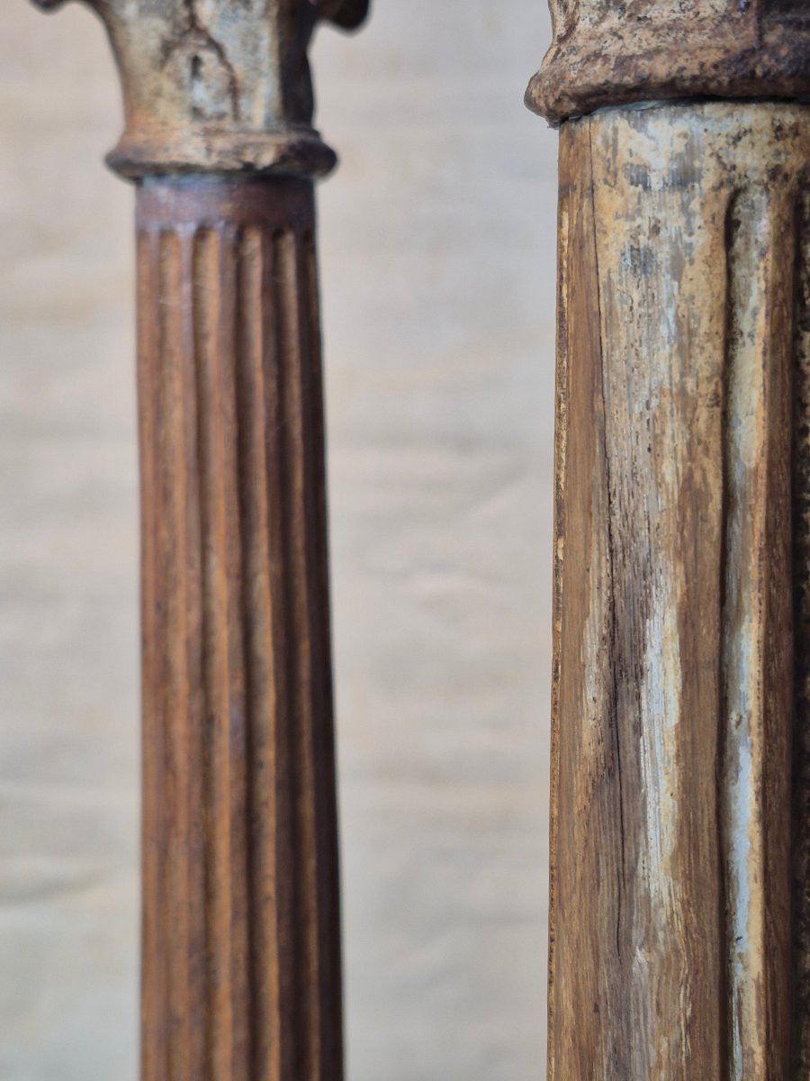 Paire de colonnes en chêne du XIXe -photo-5