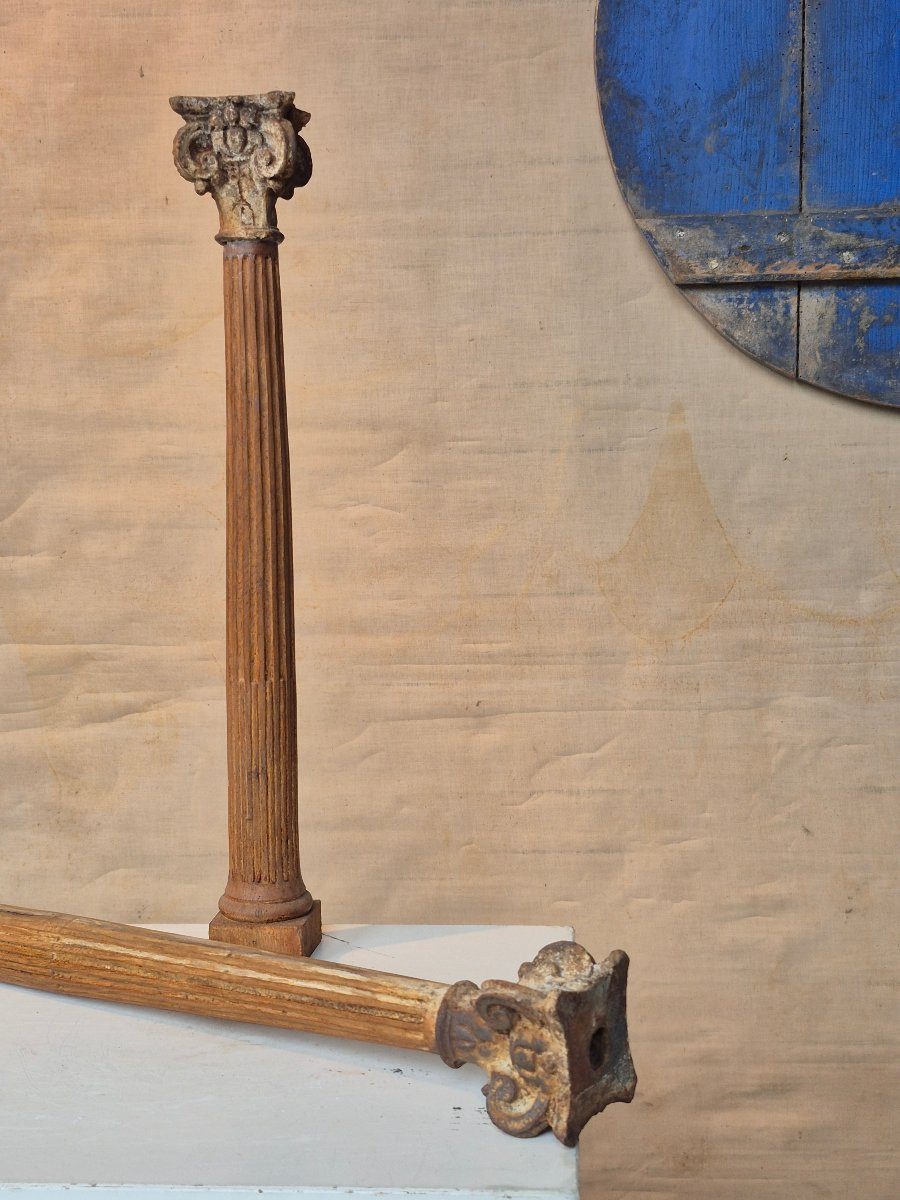 Paire de colonnes en chêne du XIXe -photo-6