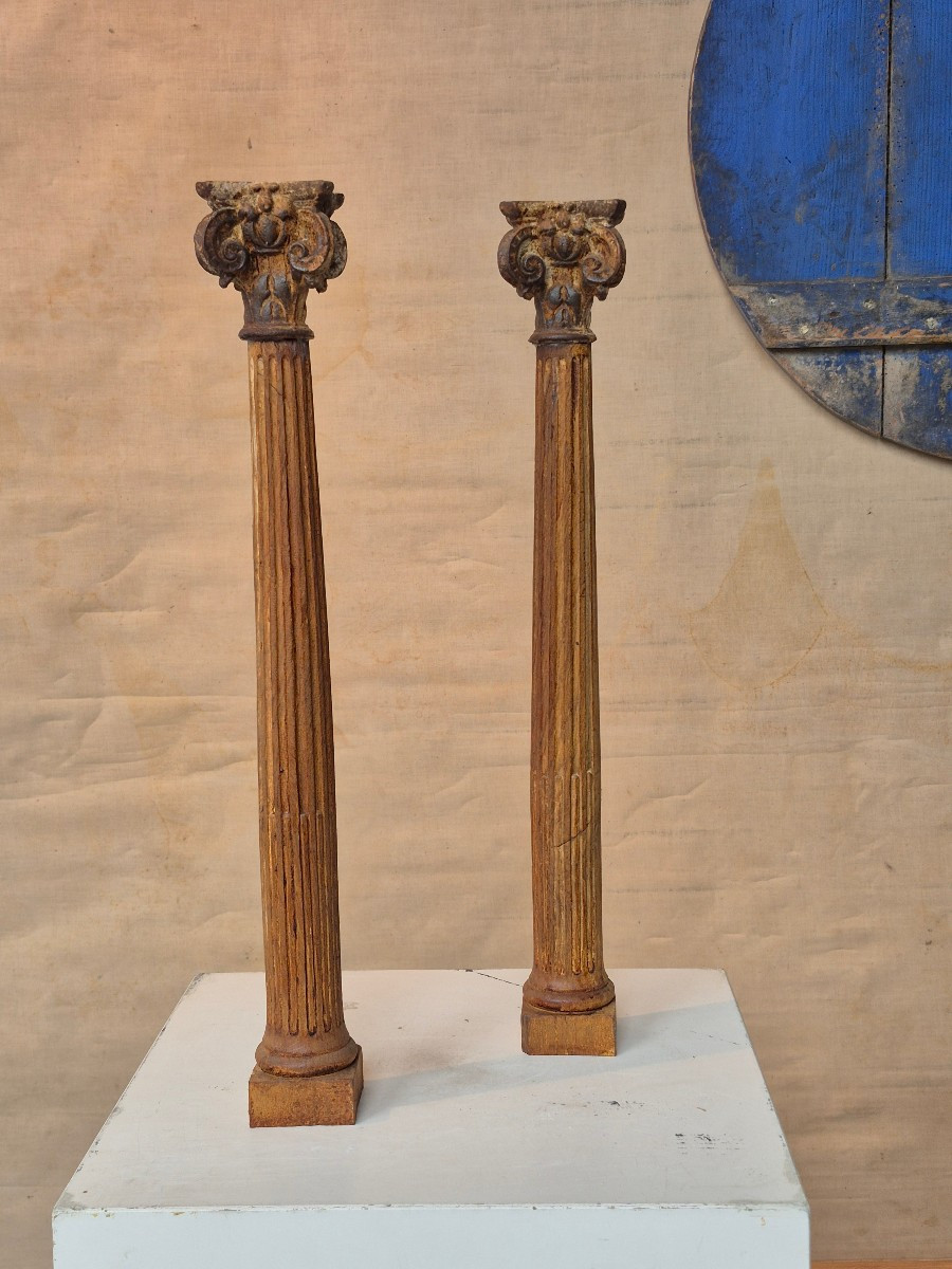 Paire de colonnes en chêne du XIXe 