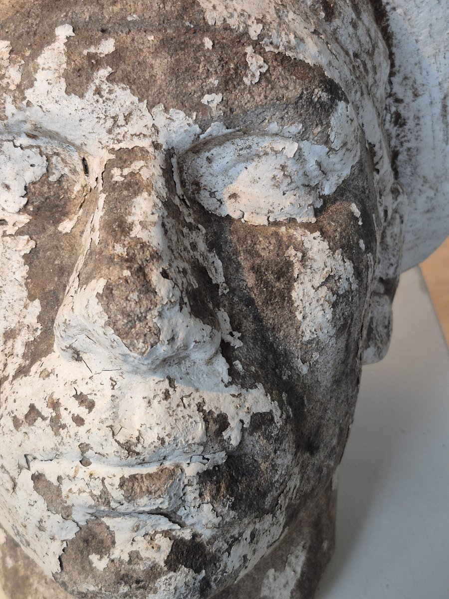 Ancienne sculpture d' une tête de mineur-photo-2