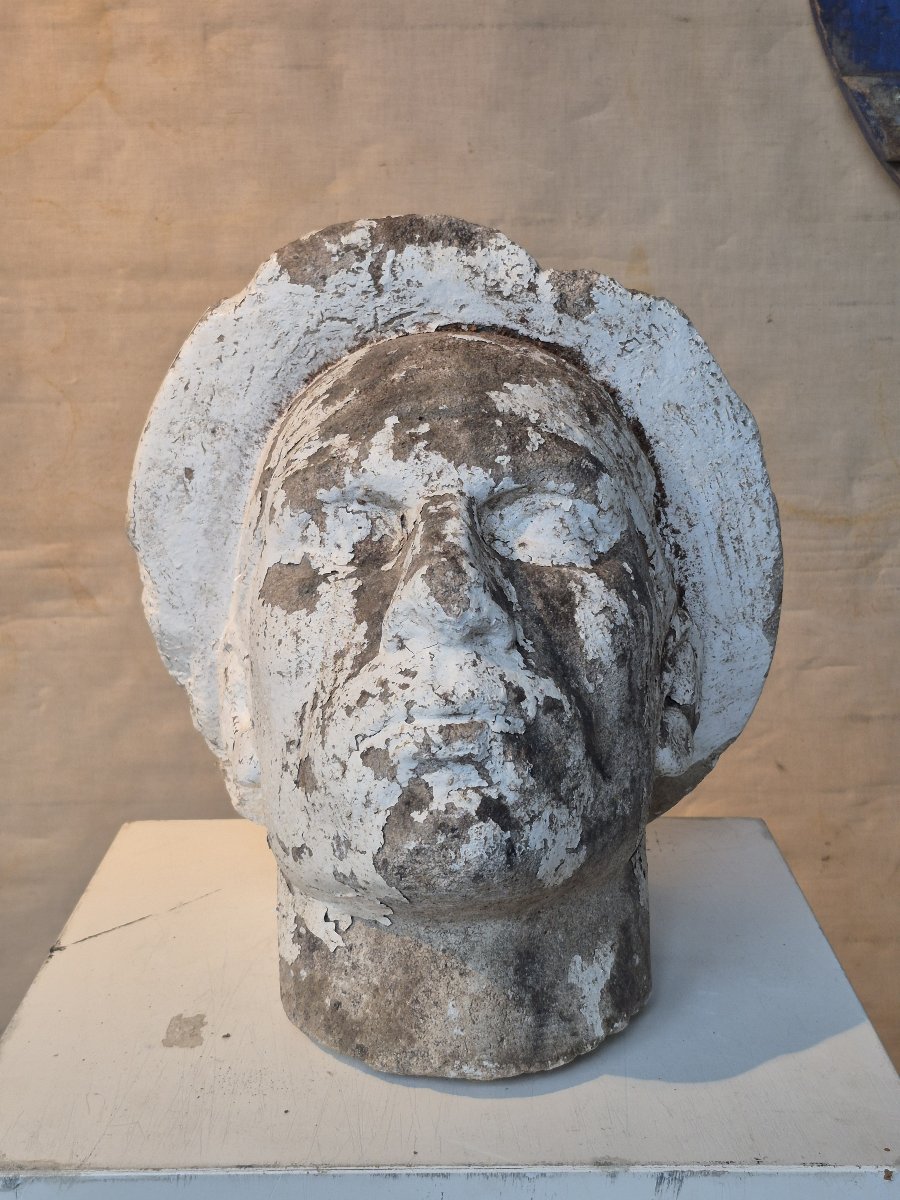 Ancienne sculpture d' une tête de mineur-photo-4