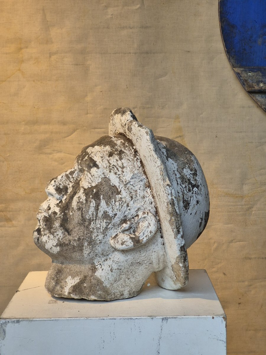Ancienne sculpture d' une tête de mineur-photo-6
