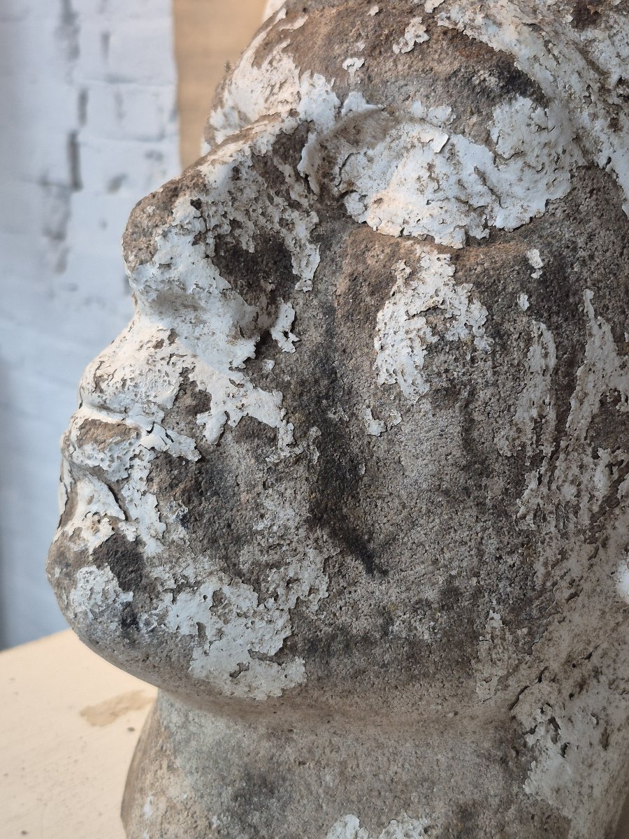 Ancienne sculpture d' une tête de mineur-photo-8