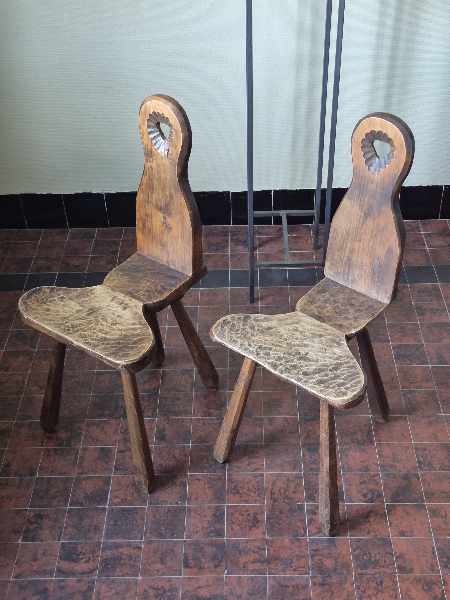 Paire de chaises brutalistes françaises-photo-4