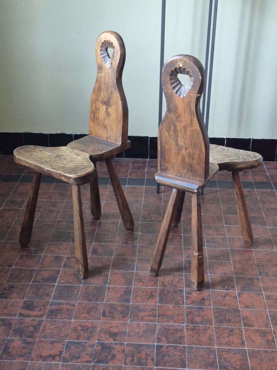Paire de chaises brutalistes françaises-photo-2