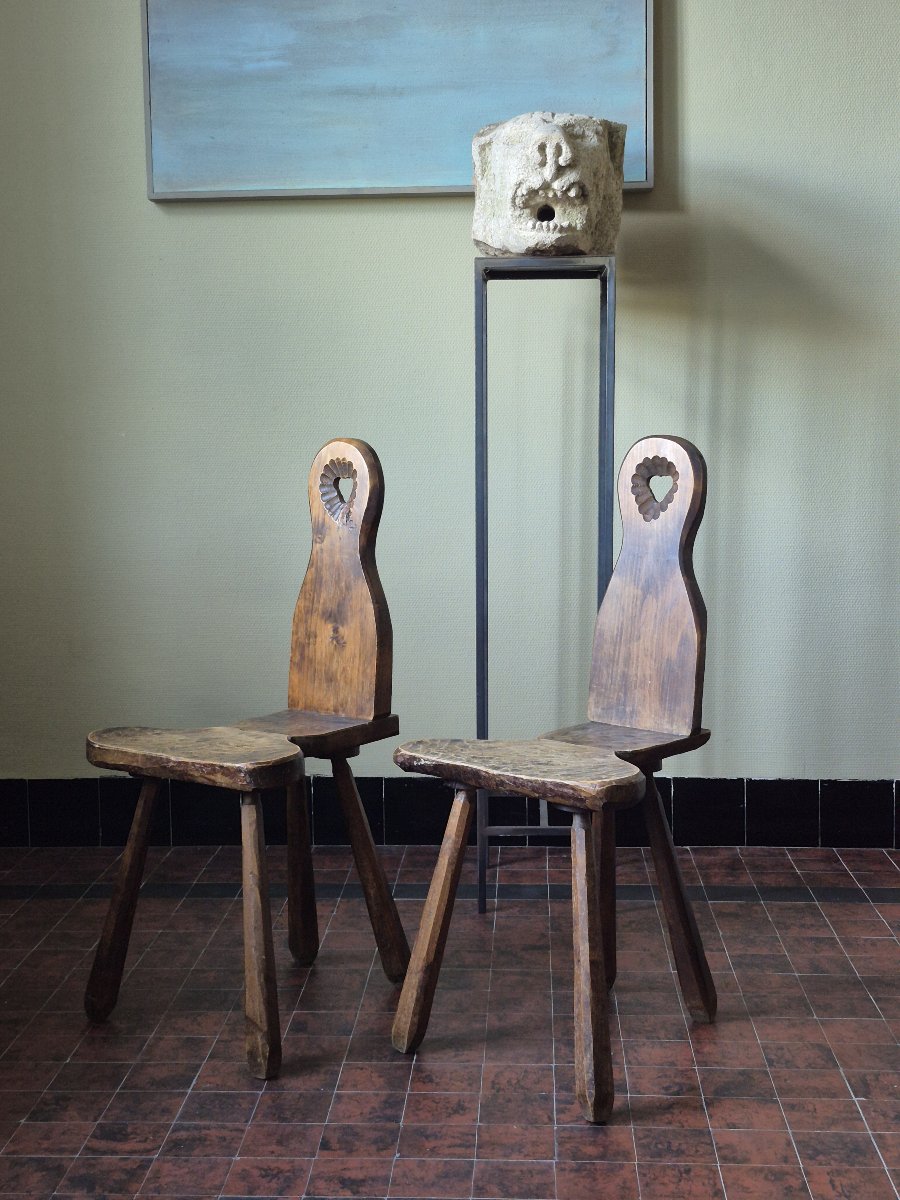 Paire de chaises brutalistes françaises