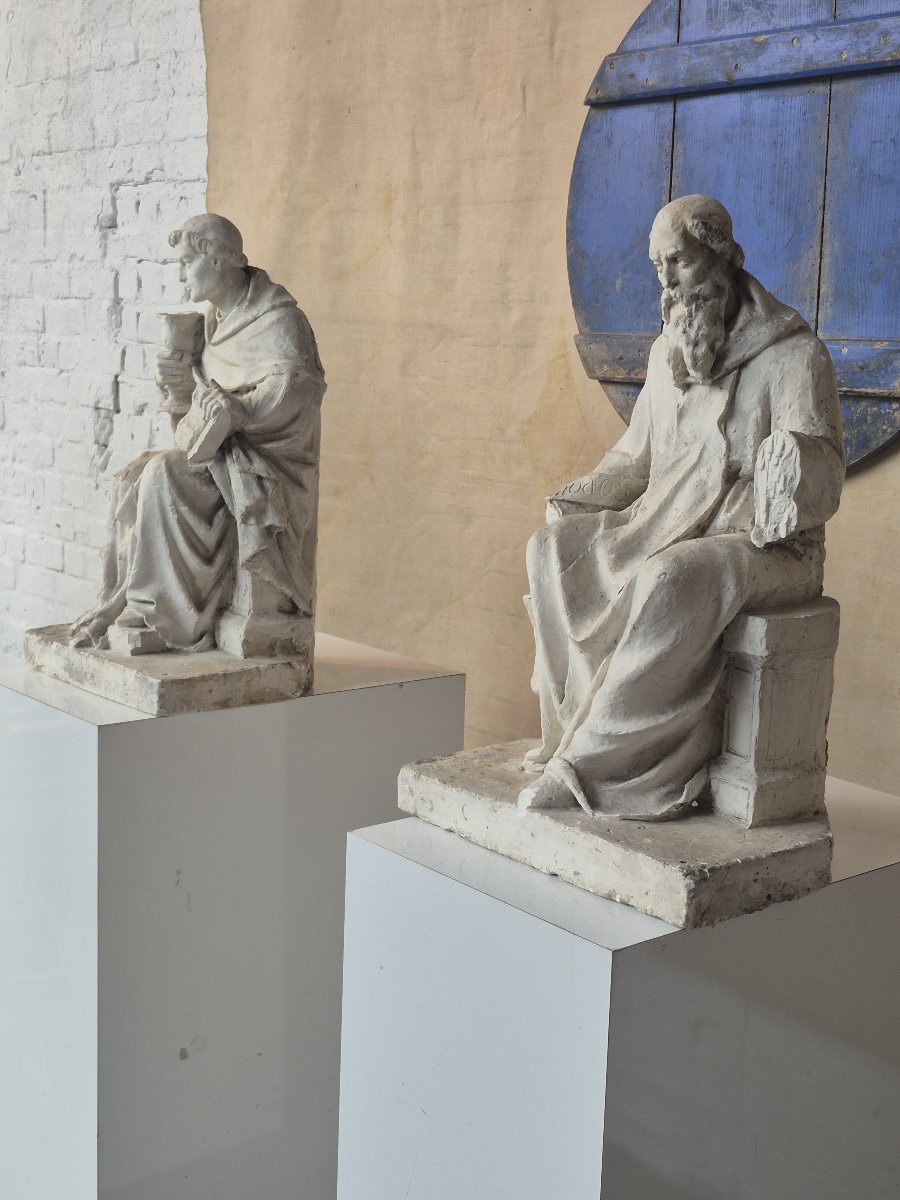 Paire d’études d’atelier en plâtre du XIXe siècle-photo-4