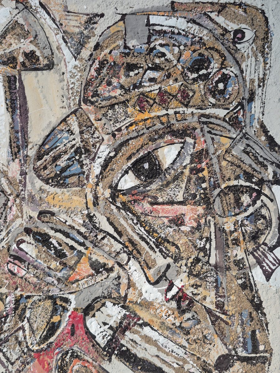 Afro Cubist Artwork By George Ebrin Adingra (1933-2005)-photo-2