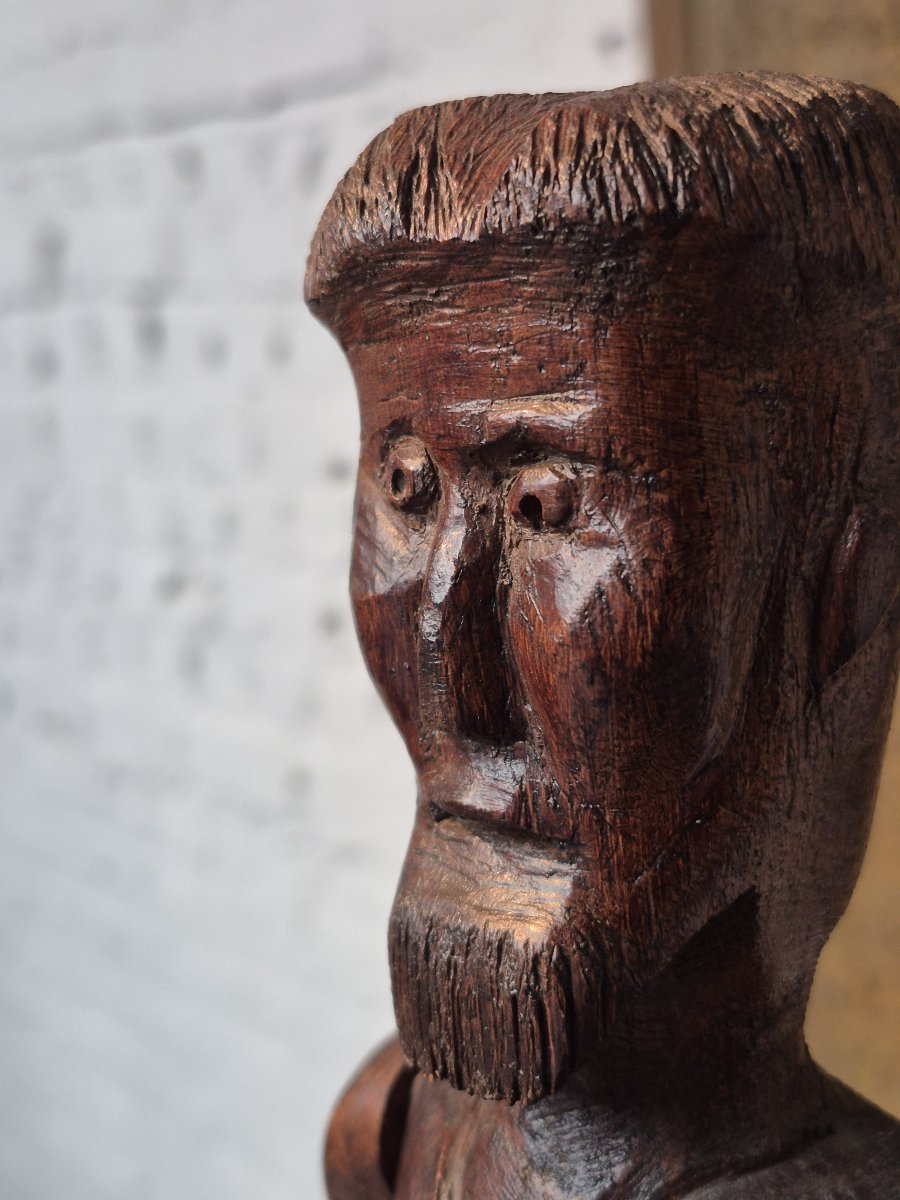 Old Folk Art 'farmer' Doll-photo-4