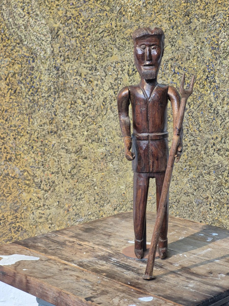 Old Folk Art 'farmer' Doll-photo-1