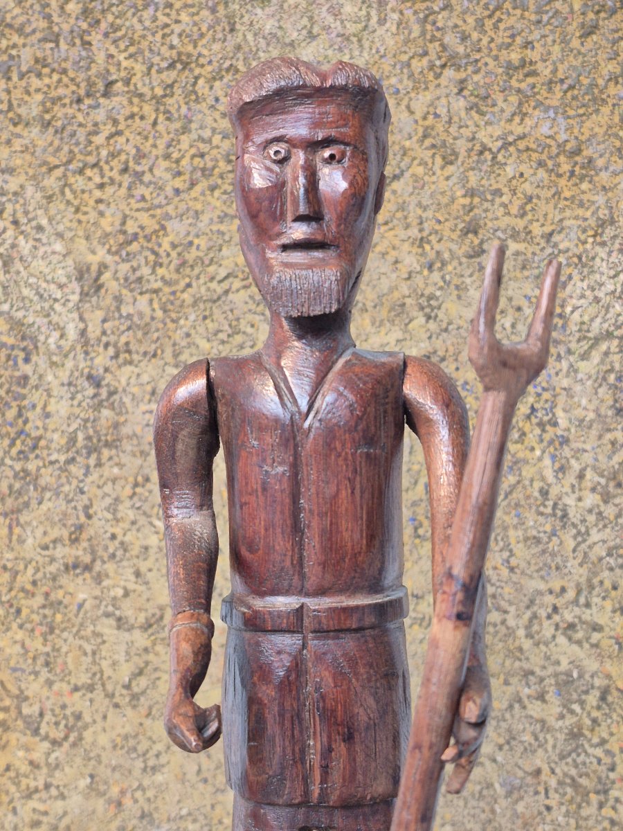 Old Folk Art 'farmer' Doll-photo-5