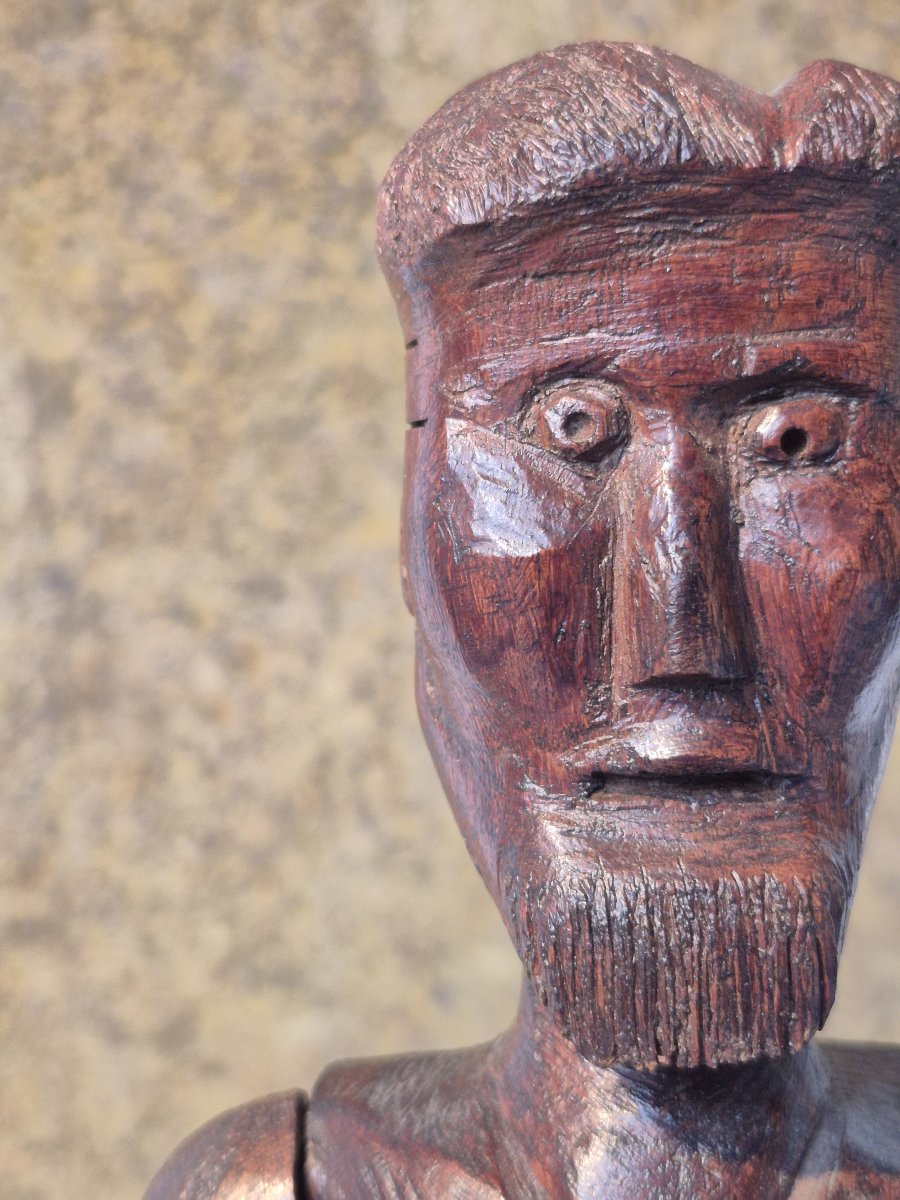 Old Folk Art 'farmer' Doll-photo-7