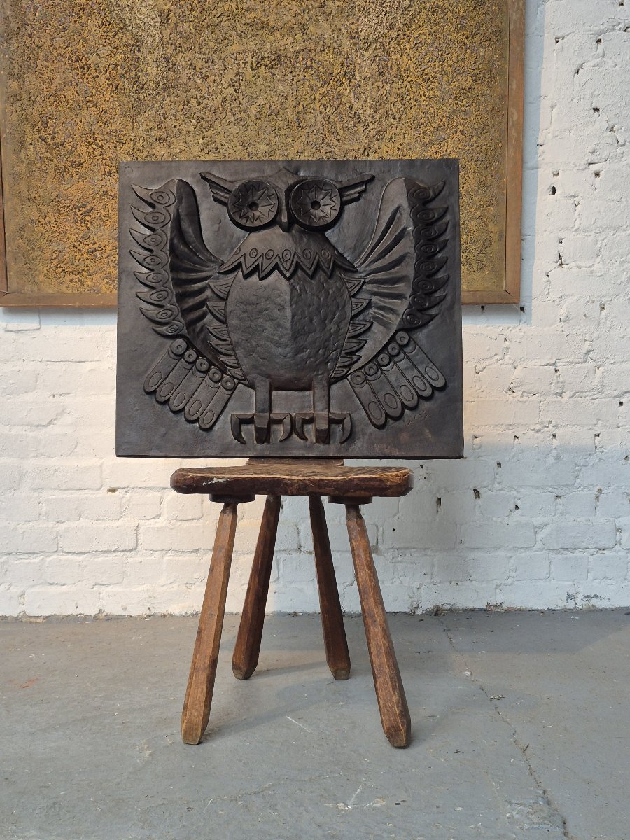 Modernist Sculptural 'owl' Fireback-photo-2