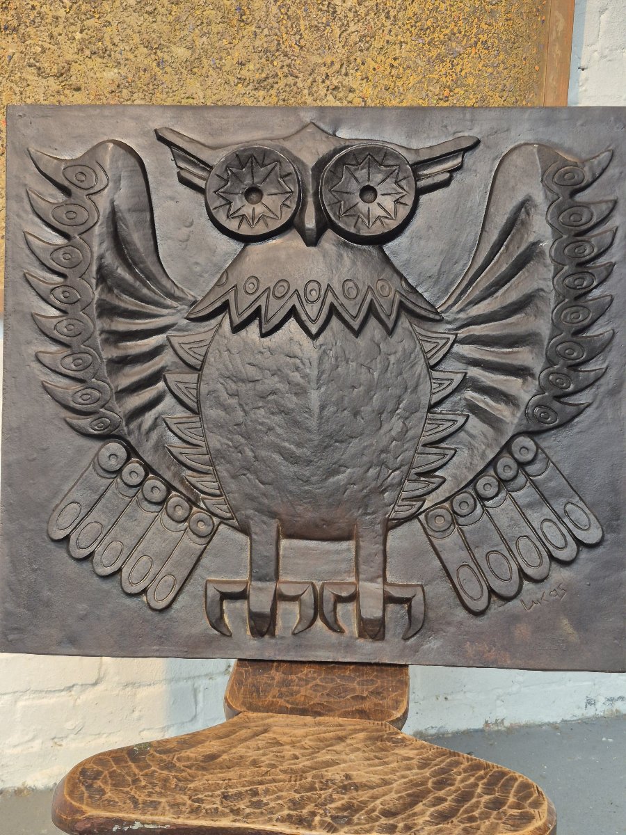Modernist Sculptural 'owl' Fireback-photo-3