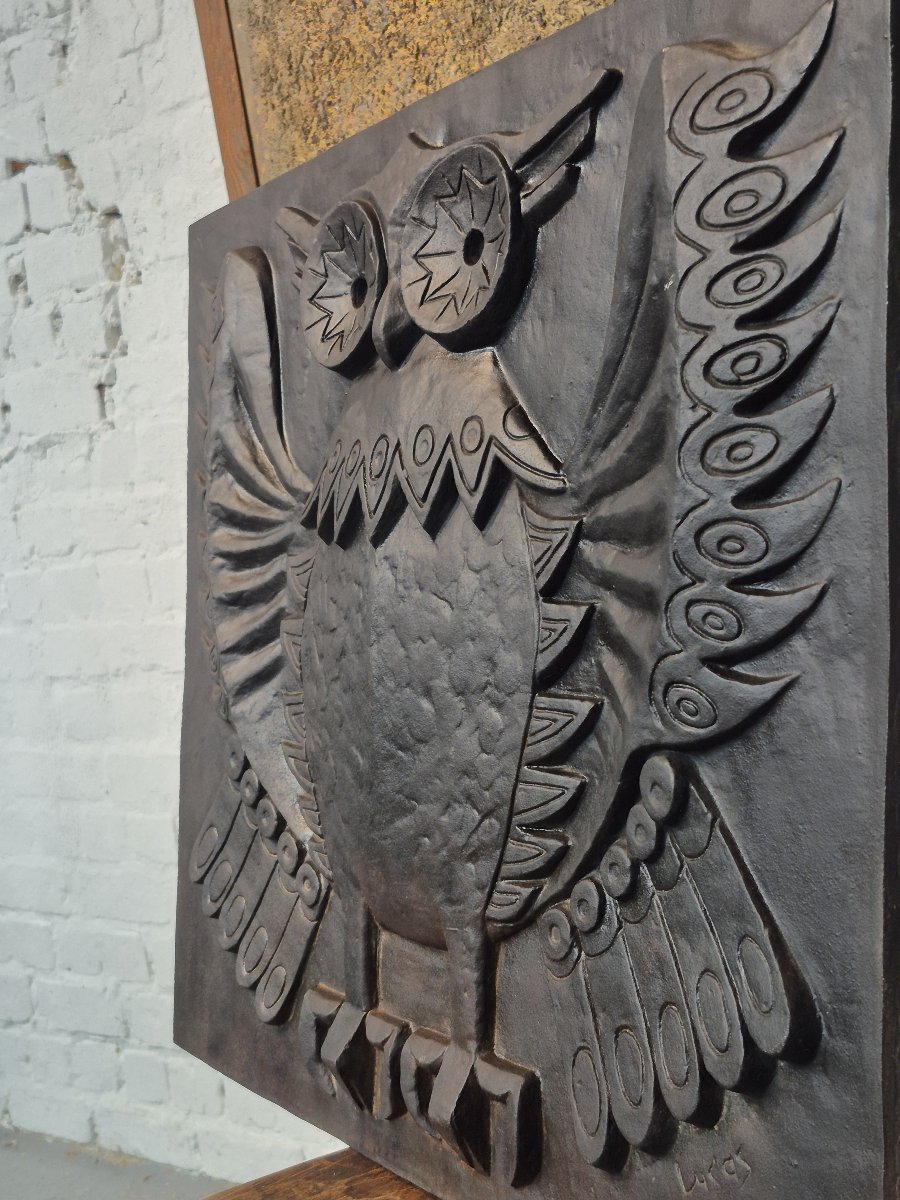 Modernist Sculptural 'owl' Fireback-photo-6