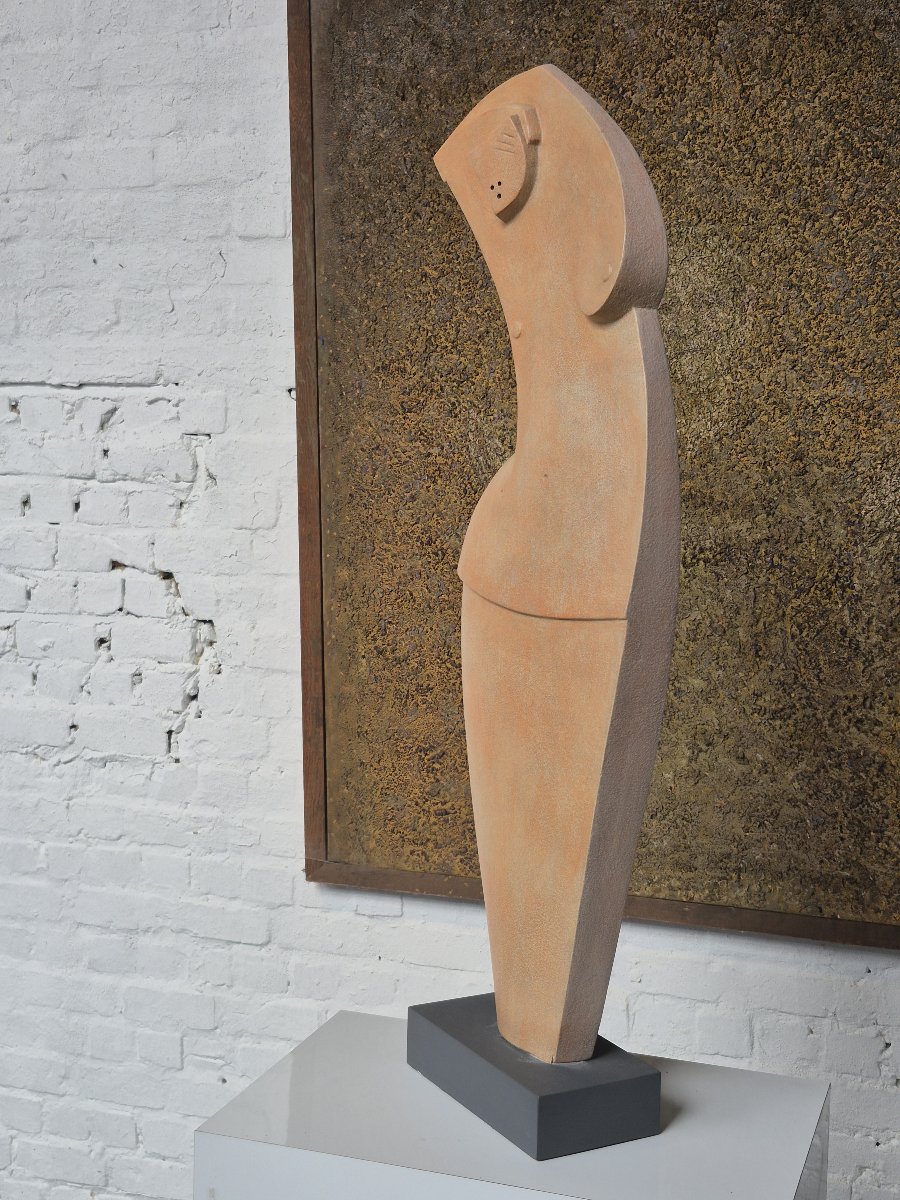 A Modernist Cubist Sculpture Depicting A Woman-photo-3