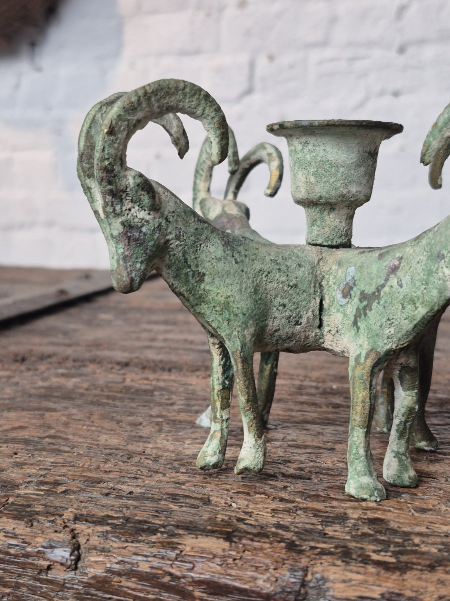 Verdigris Ram Candleholder-photo-2