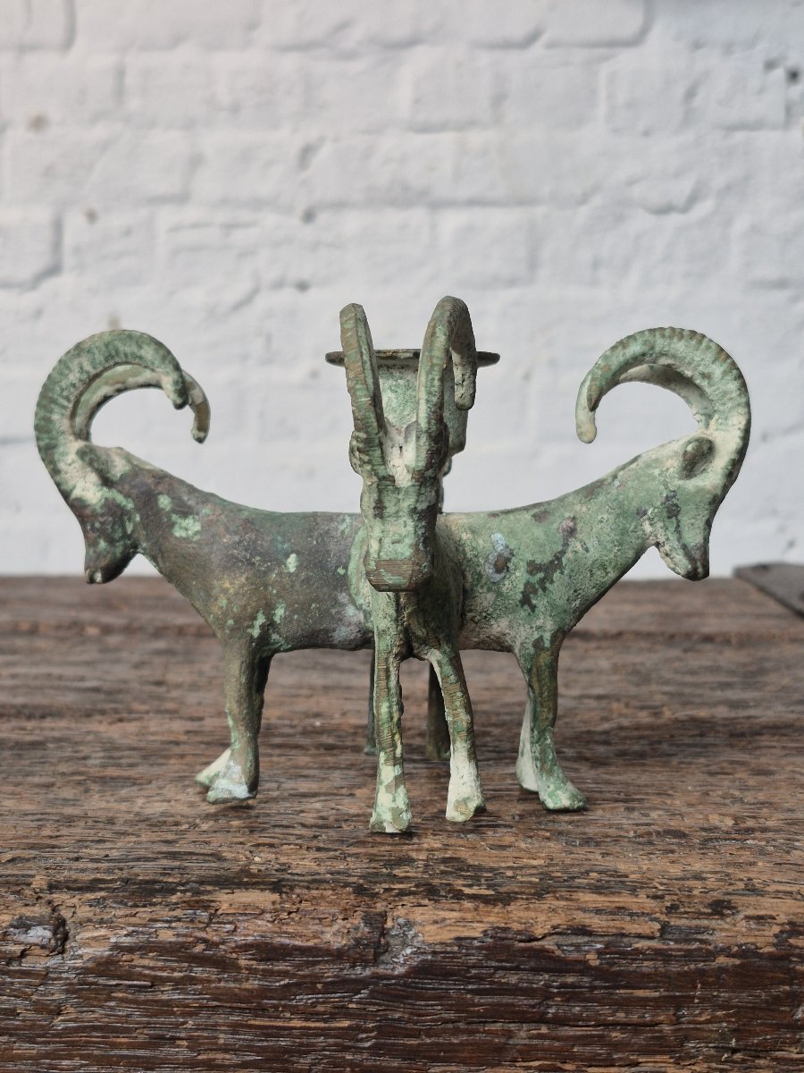 Verdigris Ram Candleholder-photo-3