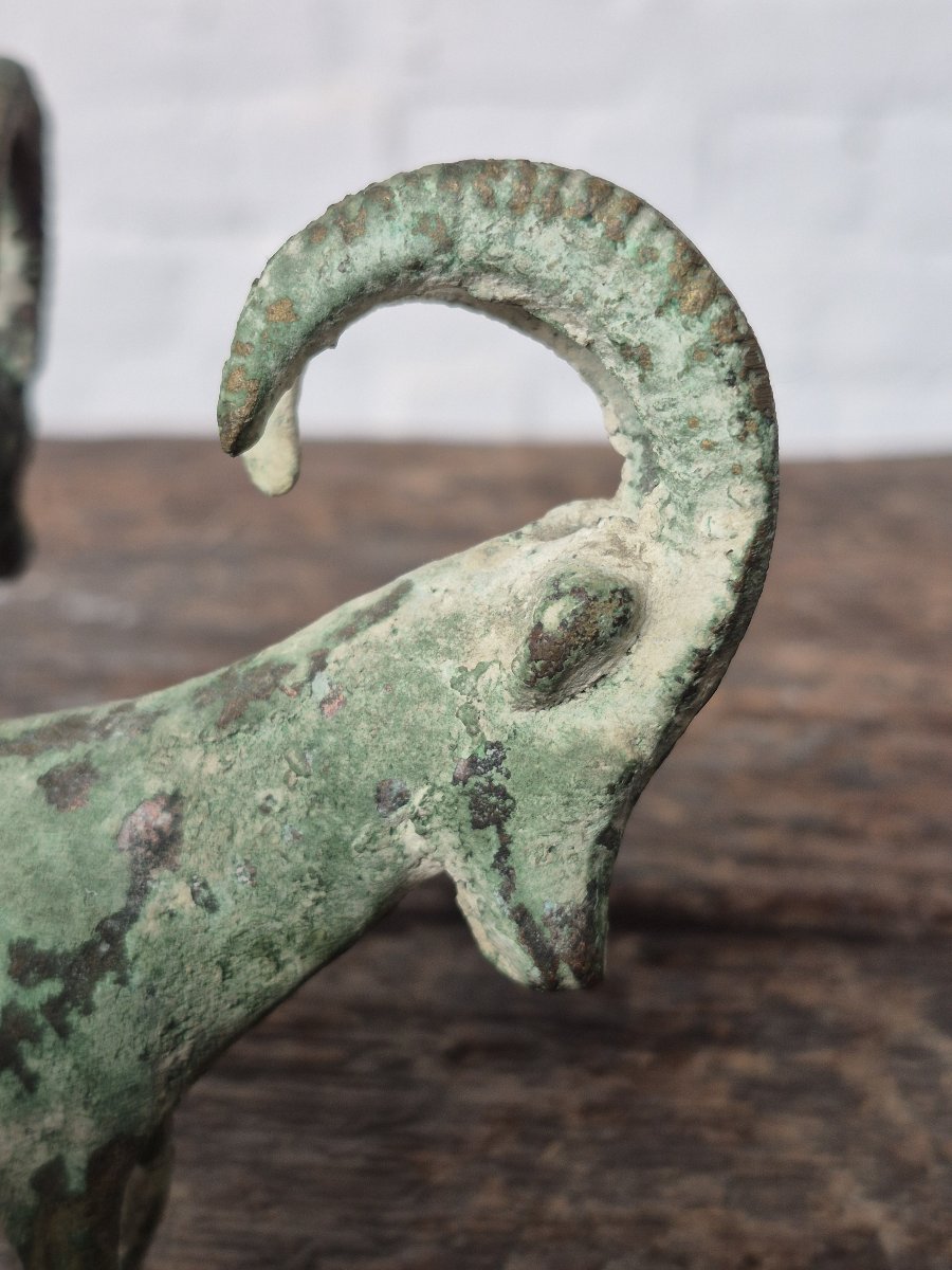 Verdigris Ram Candleholder-photo-2
