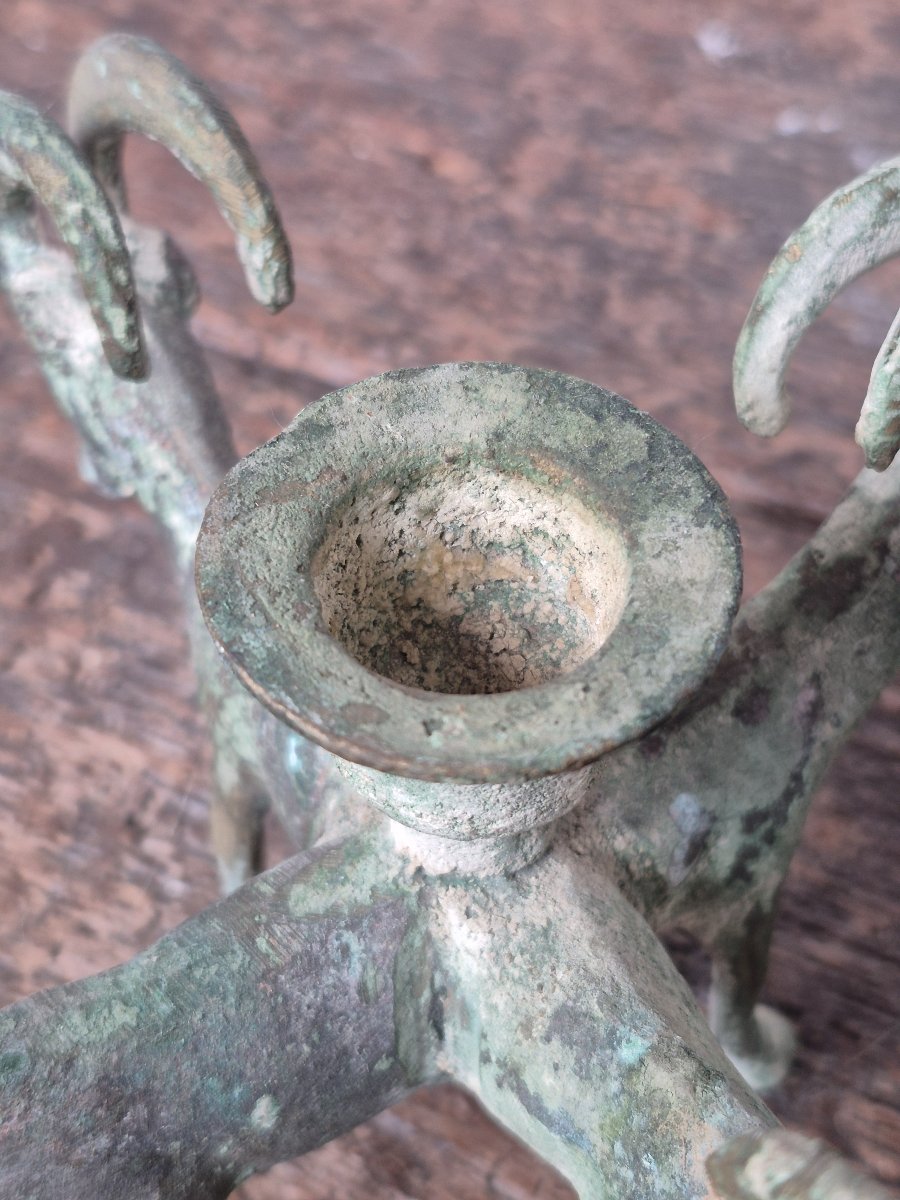 Verdigris Ram Candleholder-photo-3