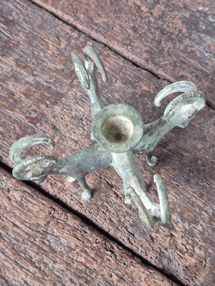 Verdigris Ram Candleholder-photo-4