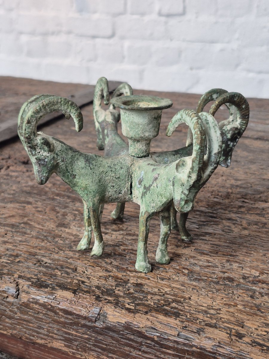 Verdigris Ram Candleholder