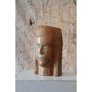 Folk Art Wooden Head
