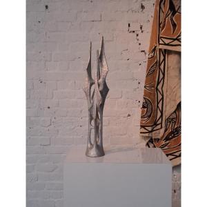 Abstract Sculpture In Cast Alloy By H. Schlüter