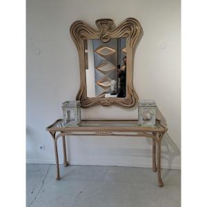 Sculptural Consoletable And Mirror By Betty Cobonpue