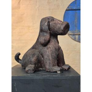 Sculpture en céramique « chien » par Ria Arntz