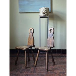 Paire de chaises brutalistes françaises