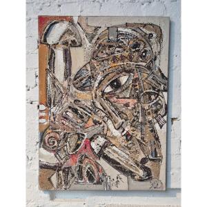 Peinture afro-cubiste de George Ebrin Adingra (1933-2005)