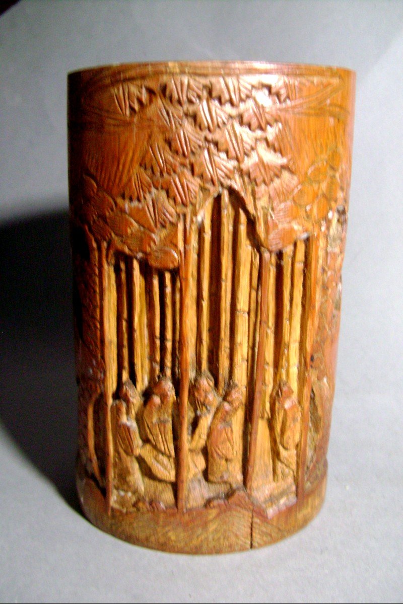 Bitong, Pot à  pinceaux de Lettré. Japon XIXème.