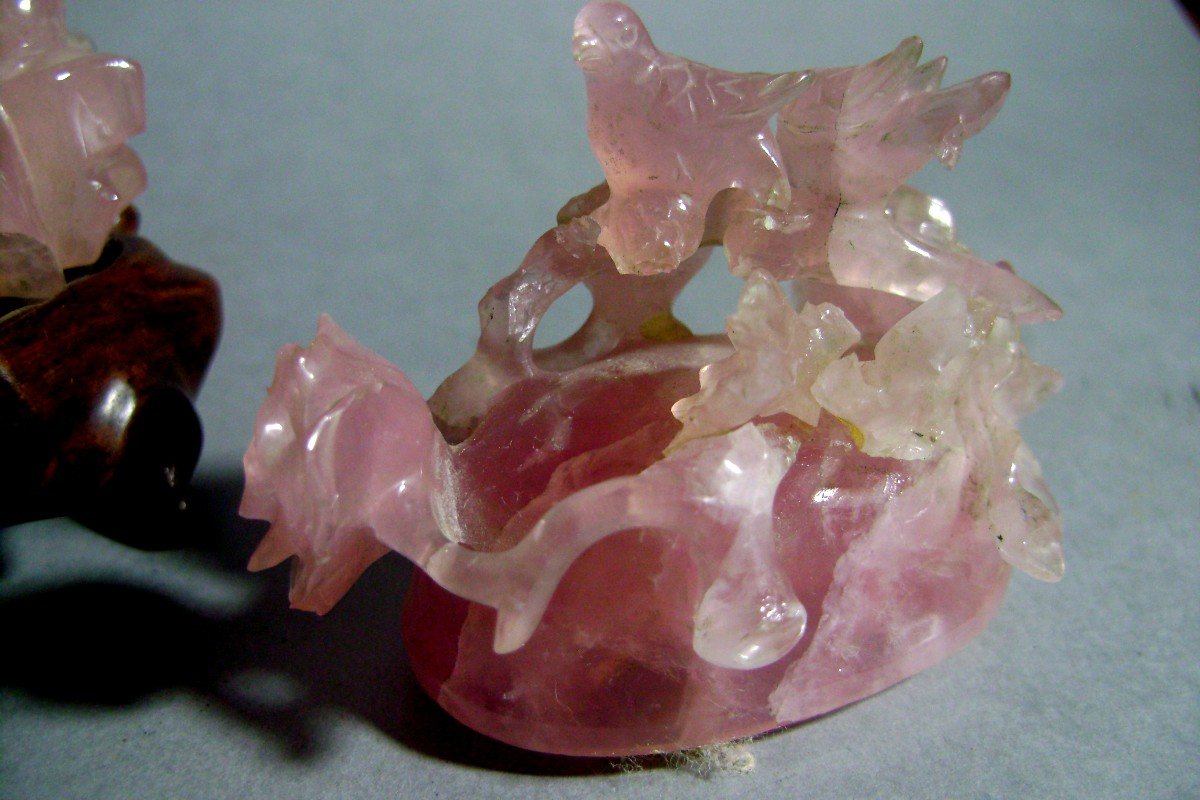 Vase couvert en quartz rose. Chine début XXème.-photo-2