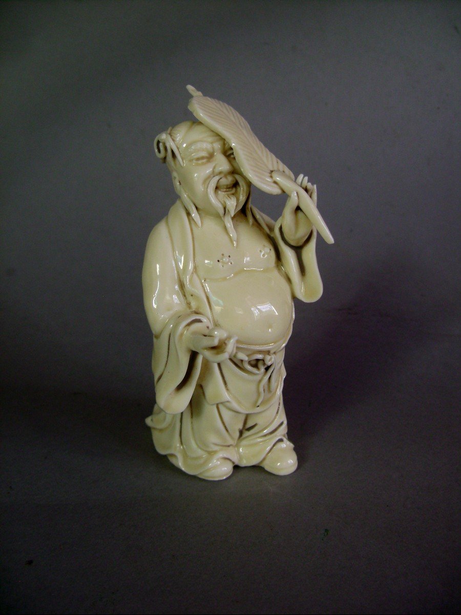 Chinese White. Fanning Immortal. 19th Century China.