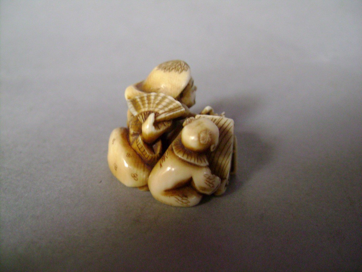 Ivory Netsuke. Daikoku And The Child. Japan Meiji Period (1868-1912)-photo-1