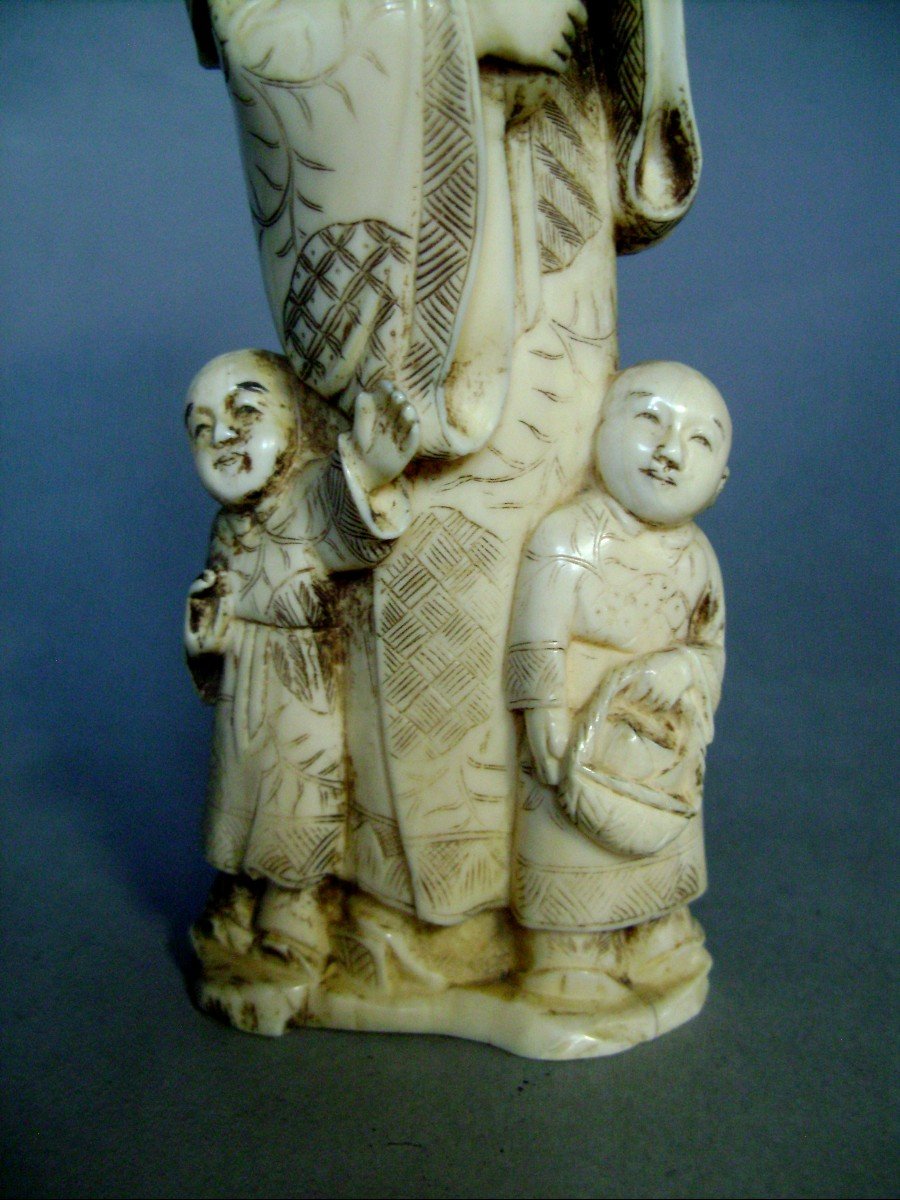 Okimono In Ivory. Character Of The Tao. Japan Meiji Period (1868-1912)-photo-2
