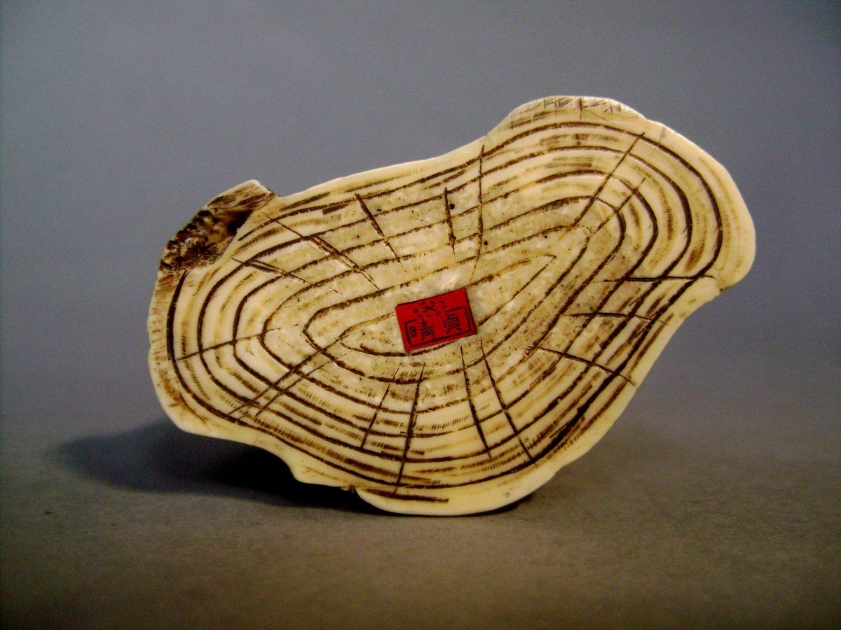 Okimono In Ivory. Character Of The Tao. Japan Meiji Period (1868-1912)-photo-3