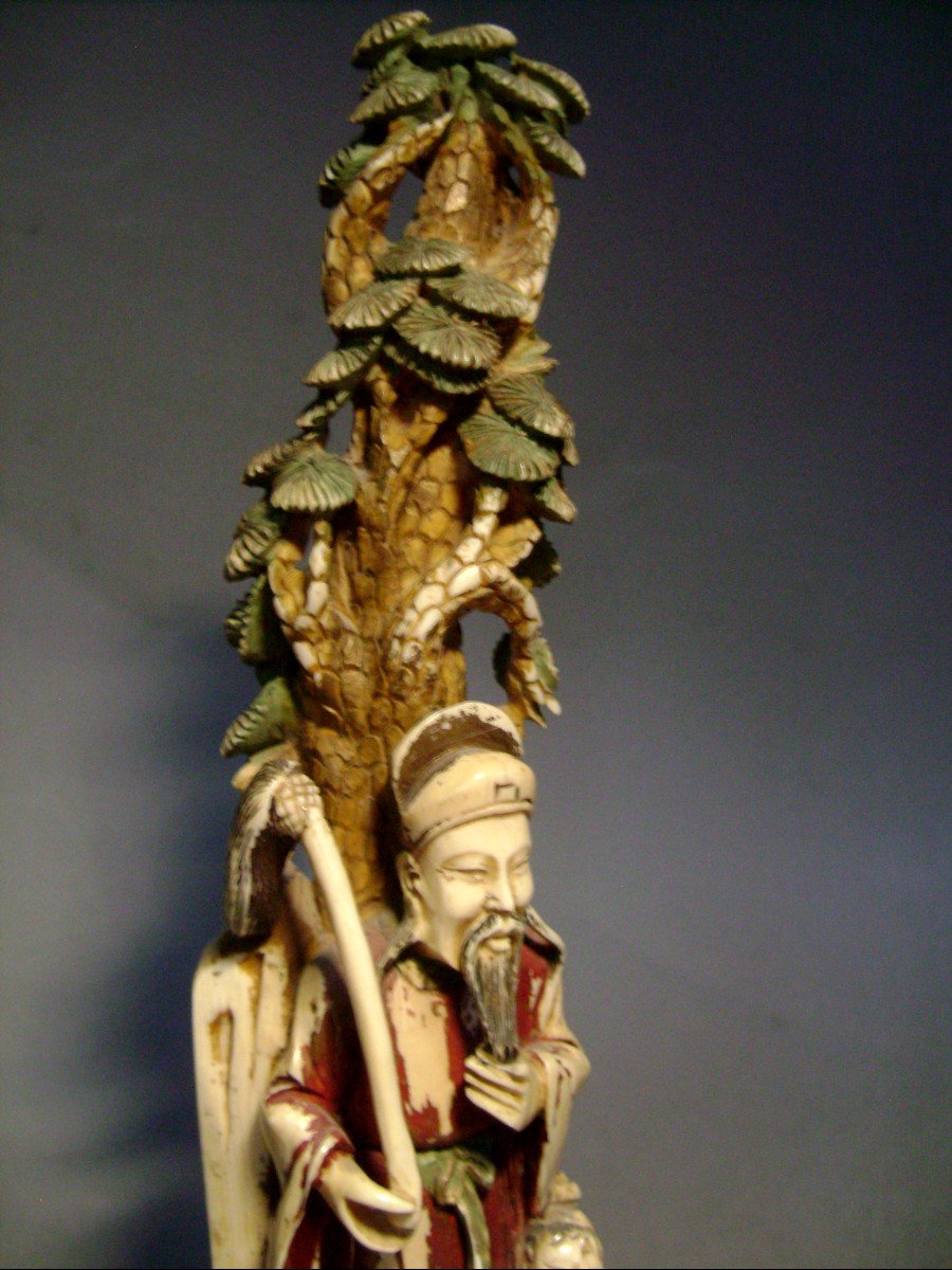 Okimono In Ivory. The Old Sage And The Child. China 1920-30-photo-3