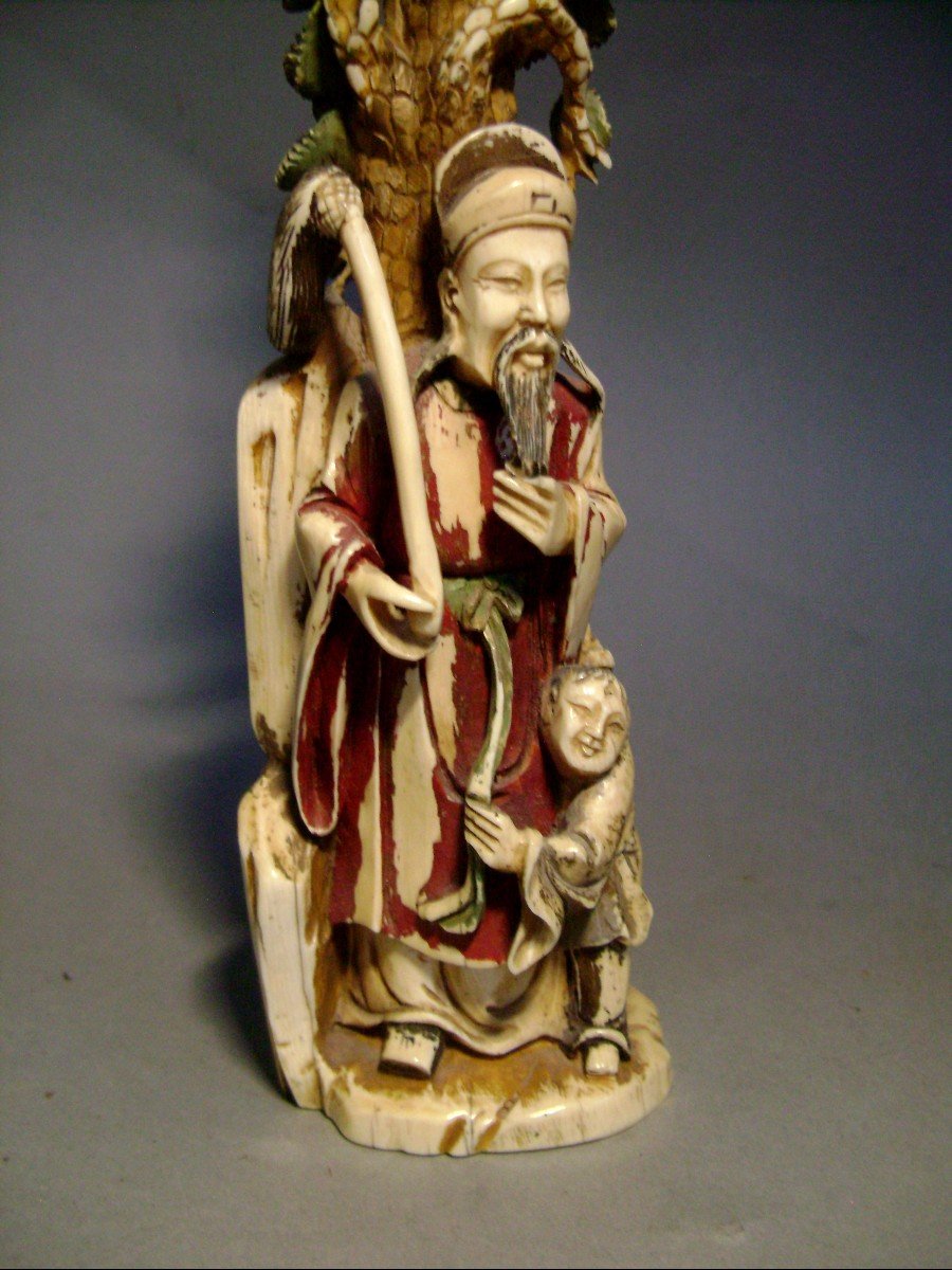 Okimono In Ivory. The Old Sage And The Child. China 1920-30-photo-4